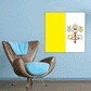Vatican flag sticker with yellow and white halves and papal crest emblem