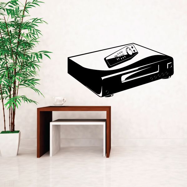 VCR decal sticker showing a black video cassette recorder with a front panel and buttons