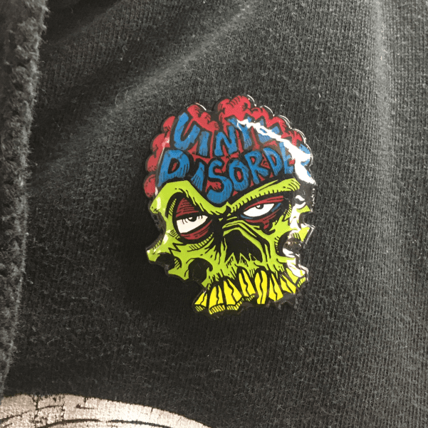 1.75" Hard Enamel Vinyl Disorder Skull Pin