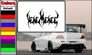 Stylized black flame text decal on car trunk