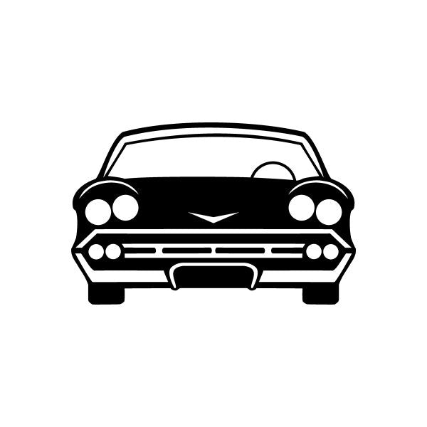 Car window vinyl decal sticker: black car front face outline