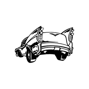 Car window vinyl decal sticker: black outline sports car with open doors