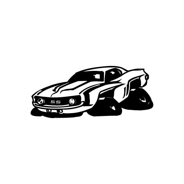 Auto car window vinyl decal sticker with black sports car design