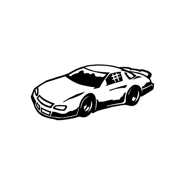 Sports car vinyl decal sticker, black and white side view