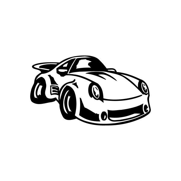 Sports car vinyl window decal sticker, black outline