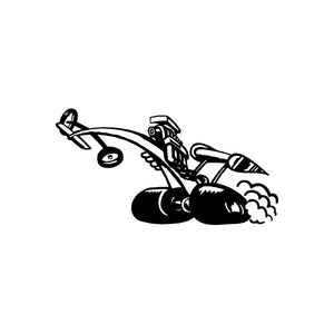 Car window vinyl decal sticker of black stylized car with smoke and splash