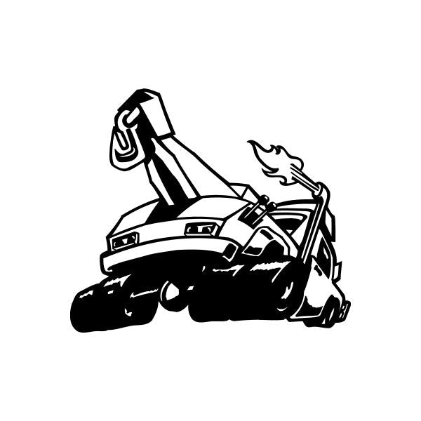 Car window vinyl decal sticker with black racing car and flame graphic