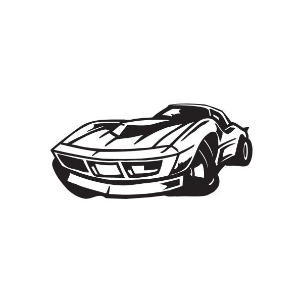 Sports car window vinyl decal sticker, black and white graphic