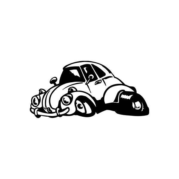 Car window vinyl decal sticker of a cartoon black sports car