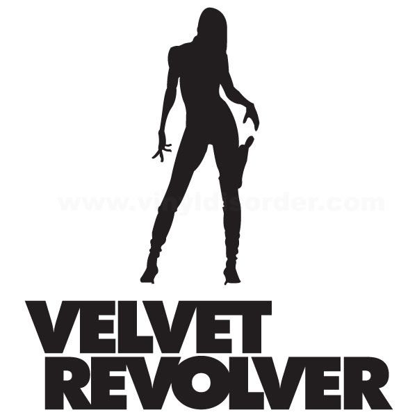 Velvet Revolver decal with black silhouette and bold VELVET REVOLVER lettering