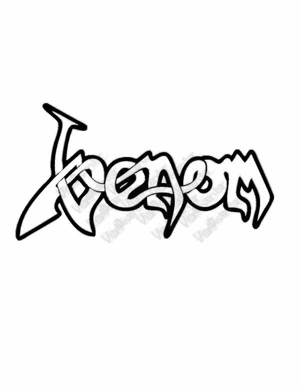 Graffiti-style text decal, black with white highlights