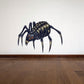 Venomous spider sticker, dark blue and black with orange glowing eyes and fangs
