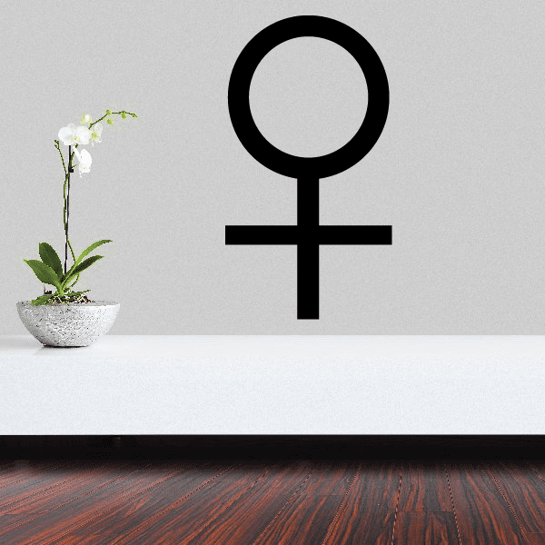 Venus astrological decal with a bold black female symbol icon