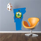 Vermont state flag sticker with blue shape and state crest in center