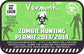 Green Vermont zombie hunting permit sticker with biohazard symbol and 2013/2014 text