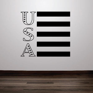Vertical USA wall decal with star and stripe letter design