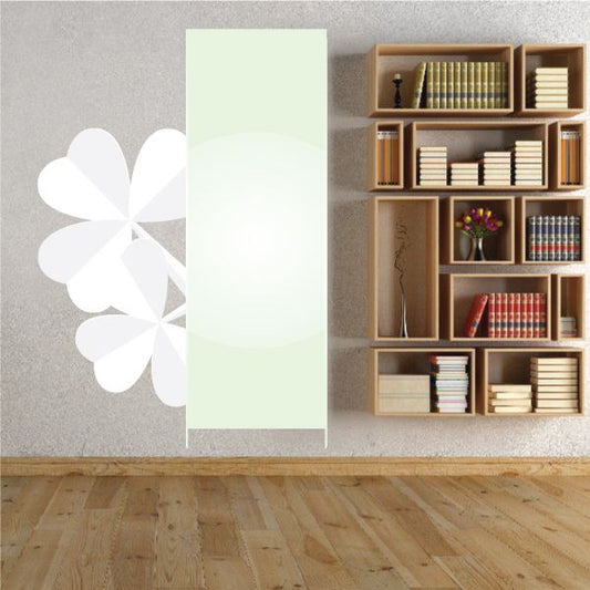 Image of Vertical Banner with White 3 Leaf Clovers St Patrick's Day Printed Die Cut Decal