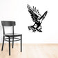 Eagle wall decal, black-and-white bird with wings spread and sharp beak