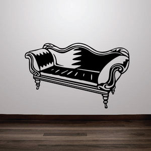 Victorian sofa decal, black ornamental sofa silhouette with scroll arms and legs