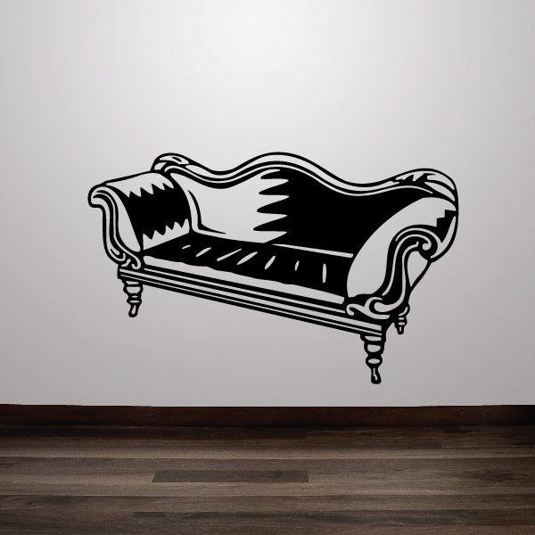 Victorian sofa decal, black ornamental sofa silhouette with scroll arms and legs