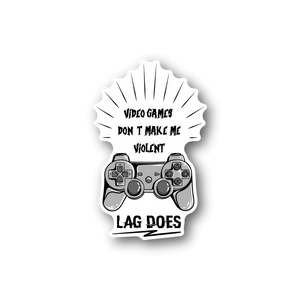 Vinyl sticker with burst shape, gaming controllers and bold gaming text.