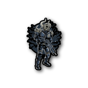 Viking soldier vinyl sticker of armored warrior holding sword and shield