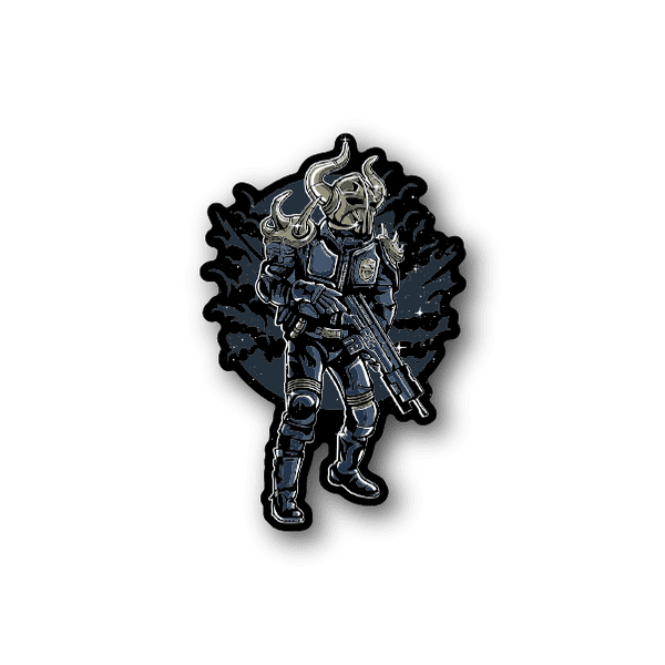 Viking soldier vinyl sticker of armored warrior holding sword and shield