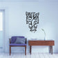 Vine cross with leaves wall decal, black outline botanical design