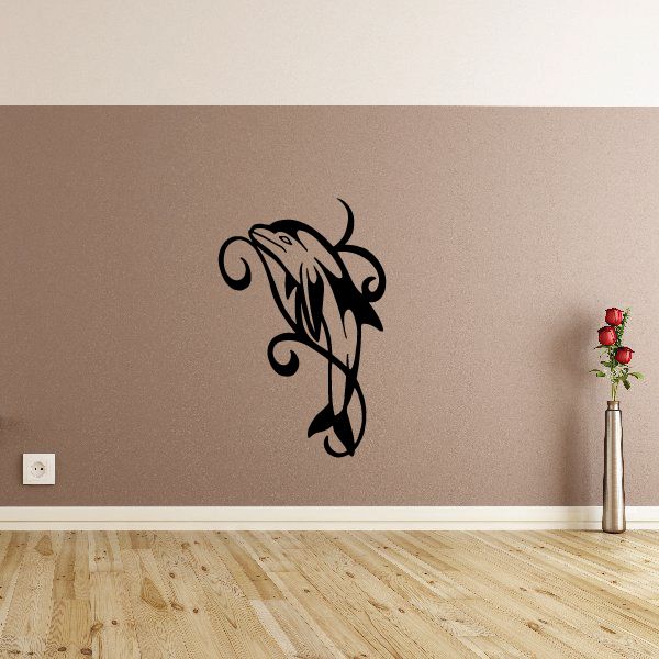 Image of Vine Design Dolphin Decal