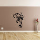 Black dolphin wall decal with vine swirl line art