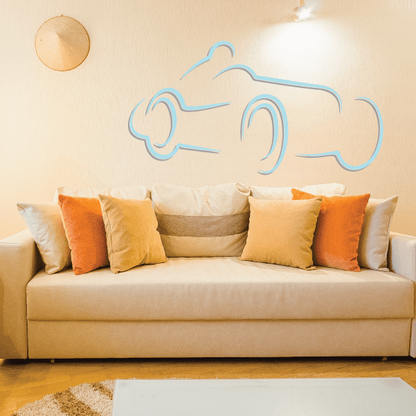 Image of Vintage Race Car Line Drawing Sticker