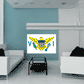 Virgin Islands flag sticker, rectangular white background with coat of arms and VI letters