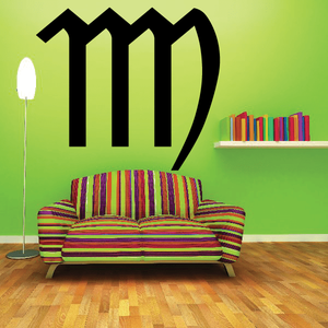 Virgo symbol wall decal, bold black zodiac glyph