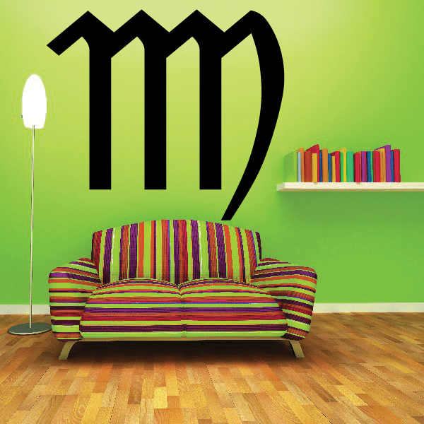 Virgo symbol wall decal, bold black zodiac glyph