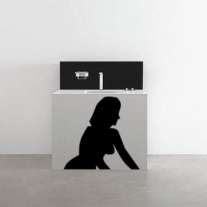 Simple torso wall decal with a black female side silhouette