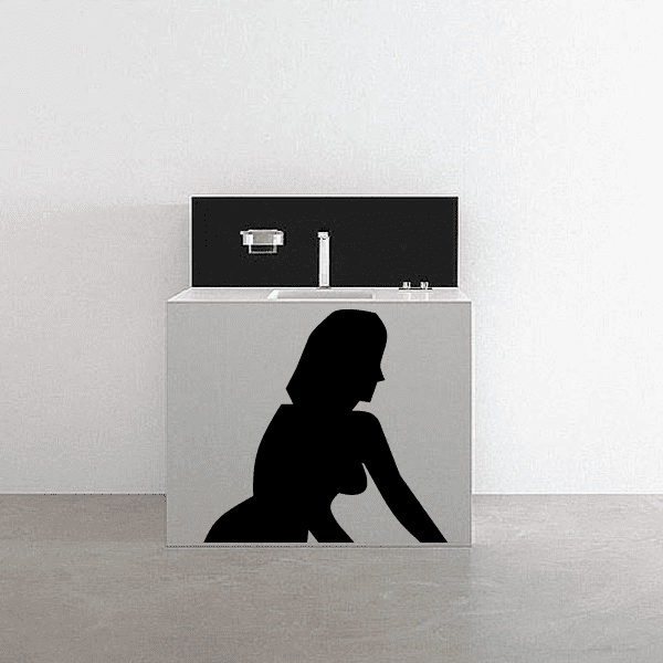 Simple torso wall decal with a black female side silhouette