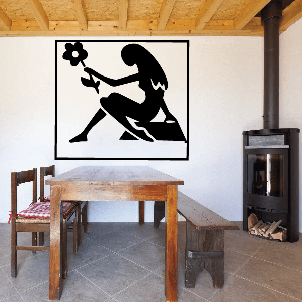 Framed Virgo figure decal with black silhouette of a reclining woman