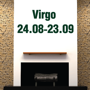 Virgo date decal with green 'Virgo' and '24.08-23.09' text