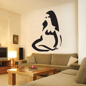 Virgo artistic figure wall decal with black silhouette of a standing woman