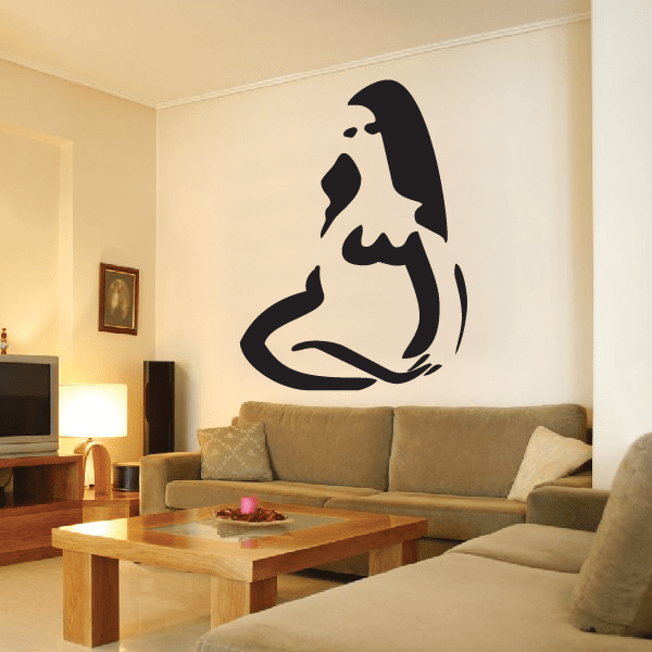 Virgo artistic figure wall decal with black silhouette of a standing woman