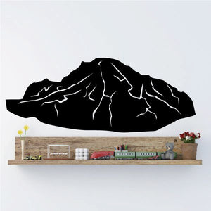 Black volcano mountain wall decal with lighter crack lines across the summit