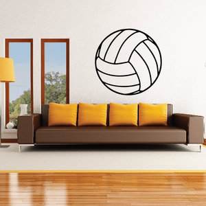 Volleyball decal featuring a black and white outline volleyball graphic