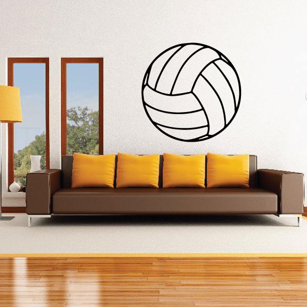 Volleyball decal featuring a black and white outline volleyball graphic
