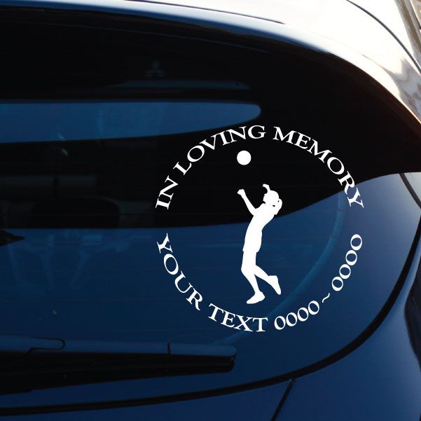 Image of Volleyball Female Serving Custom In Loving Memory Decal