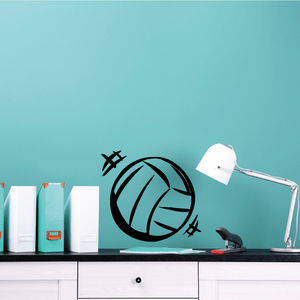 Volleyball motion wall decal with black volleyball graphic and speed lines
