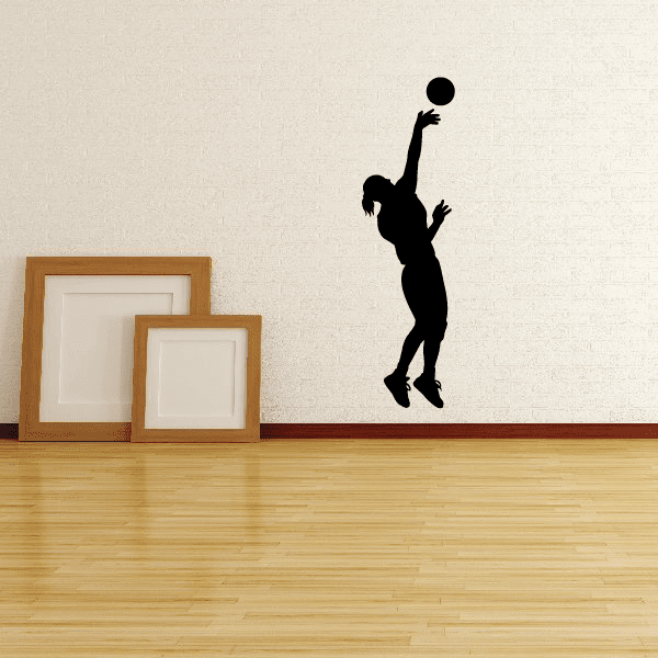 Volleyball player wall decal silhouette with ball overhead