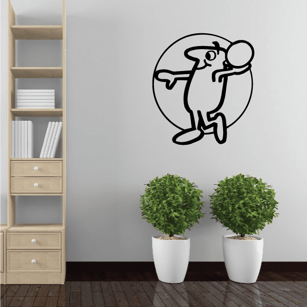 Volleyball player wall decal vinyl sticker, black outline graphic
