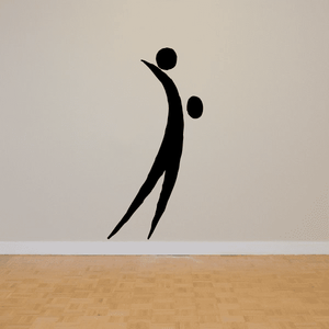 Volleyball wall decal: black player silhouette with ball, vinyl style