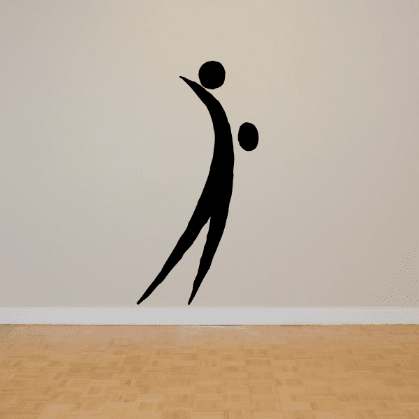 Volleyball wall decal: black player silhouette with ball, vinyl style