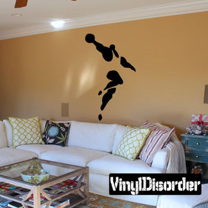 Volleyball wall decal vinyl of black player silhouette mid-jump